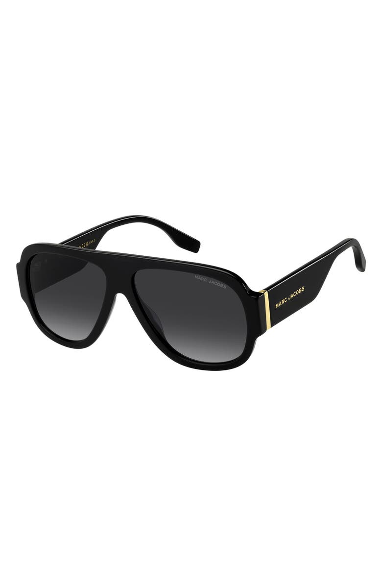 Marc Jacobs 59mm Gradient Pilot Sunglasses, Alternate, color, Black
