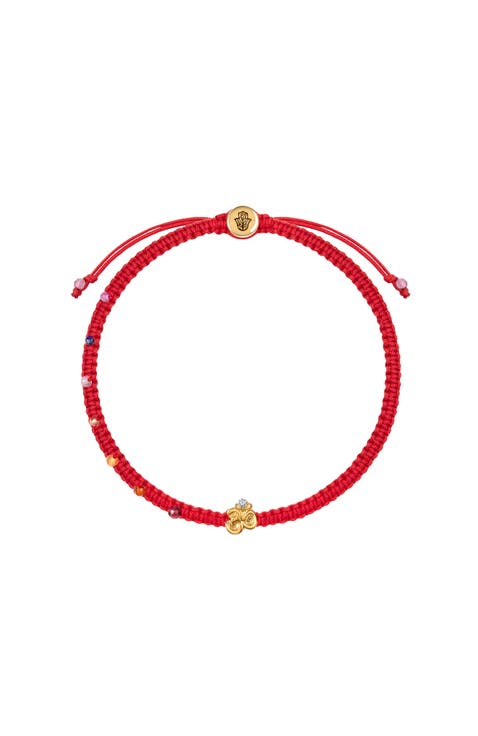 Chakra OM Charm Red String Adjustable Bracelet Serene Soul
