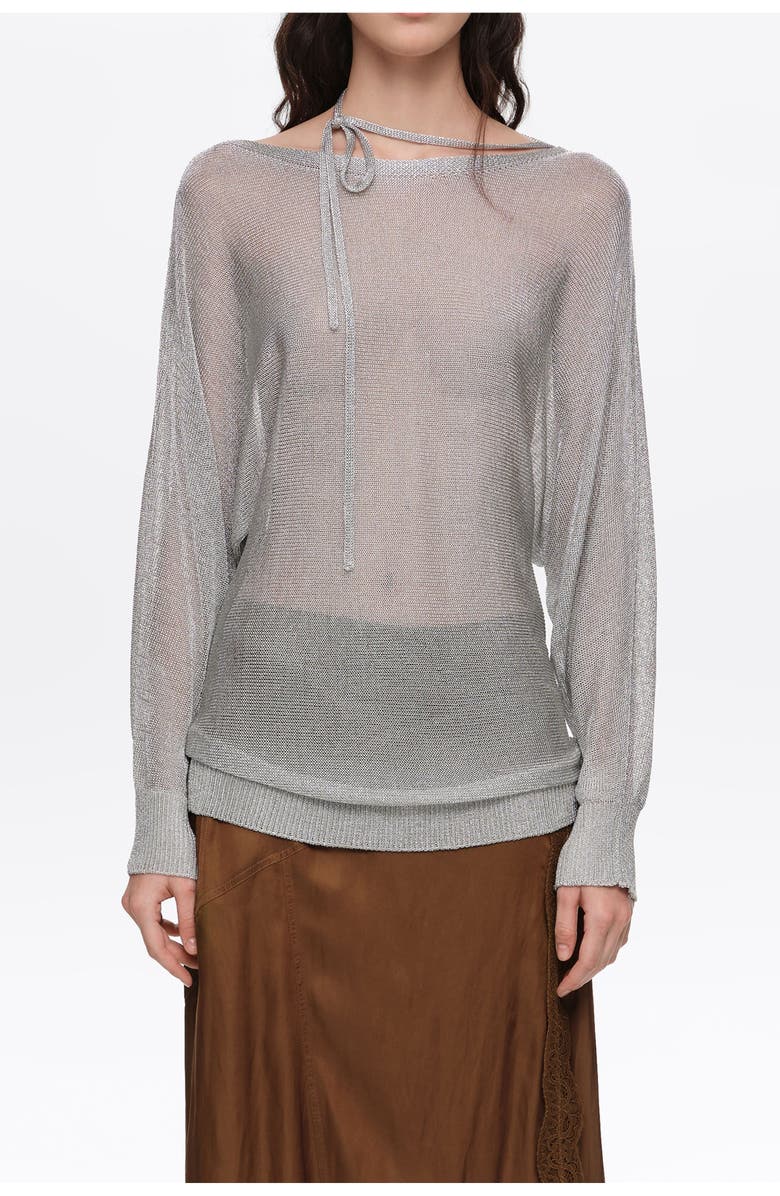 Bimba y Lola Crossover Ties Sweater, Alternate, color, Silver