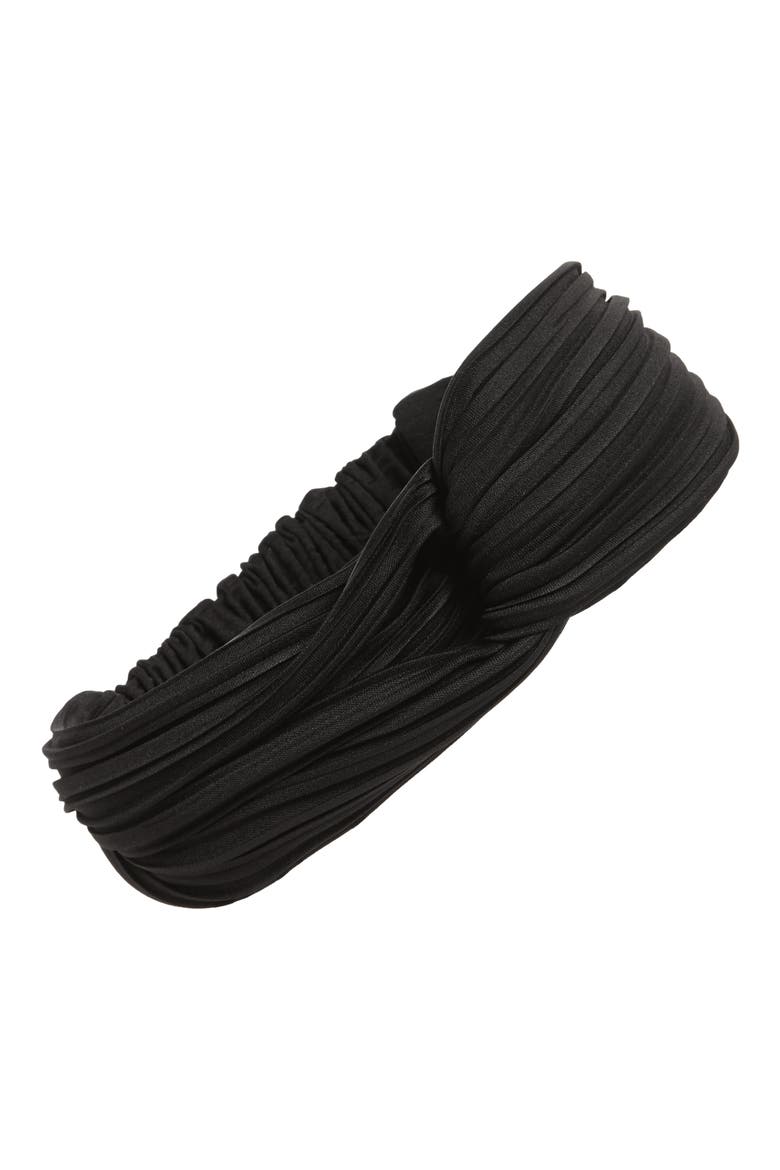 Pleated Head Wrap, Main, color, BLACK