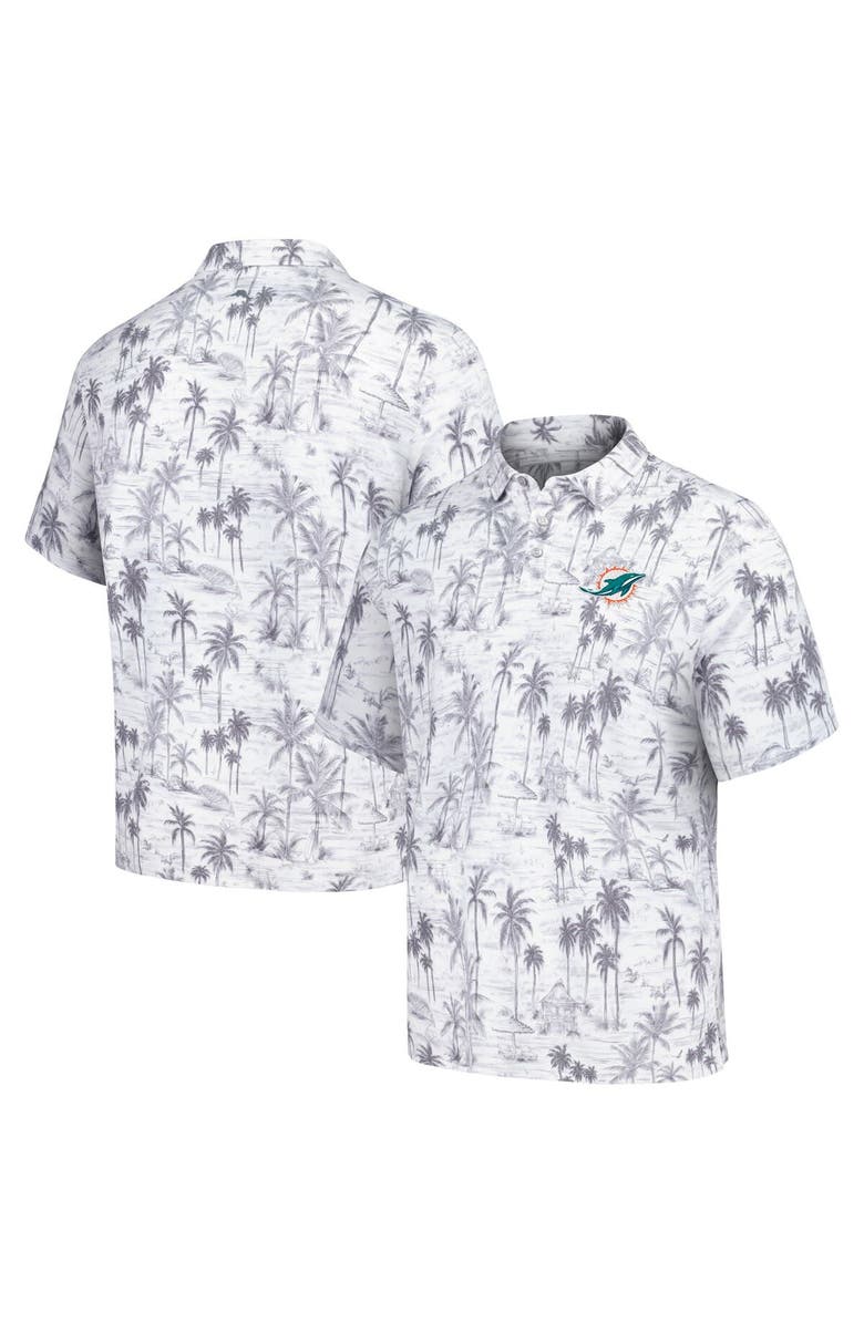 Tommy Bahama Men's Tommy Bahama Gray Miami Dolphins Cabana Shores IslandZone Tri-Blend Polo, Alternate, color,