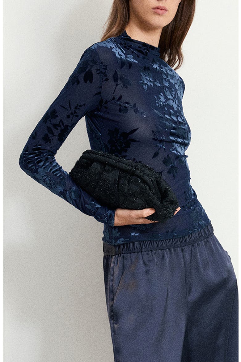 Burnout Mock Neck Top, Main, color, DARK NAVY