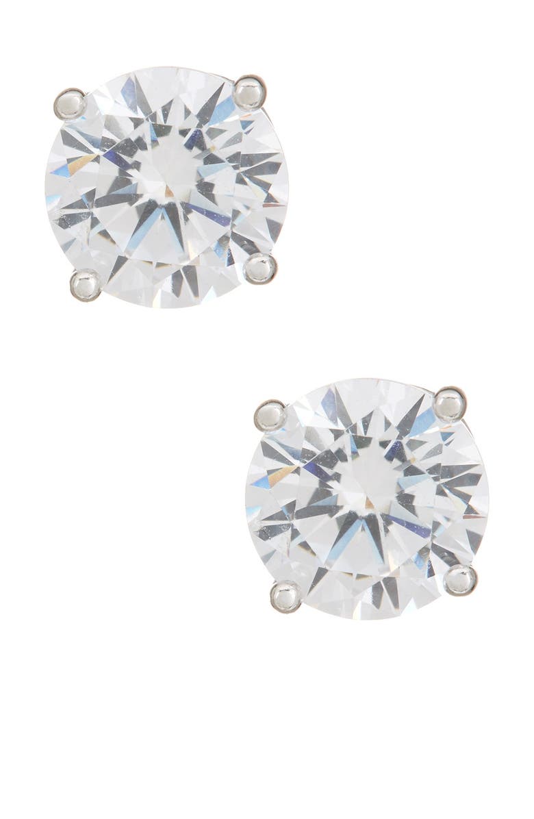 NORDSTROM RACK Sterling Silver Round Cut CZ Studs - 2.00 ctw, Main, color, Clear/Silver