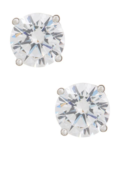 Sterling Silver Round Cut CZ Studs - 2.00 ctw