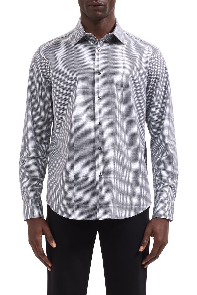 James OoohCotton® Geometric Print Button-Up Shirt, Main, color, WHITE