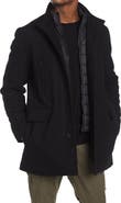 Cole Haan Signature Stand Collar Bib Wool Blend Coat