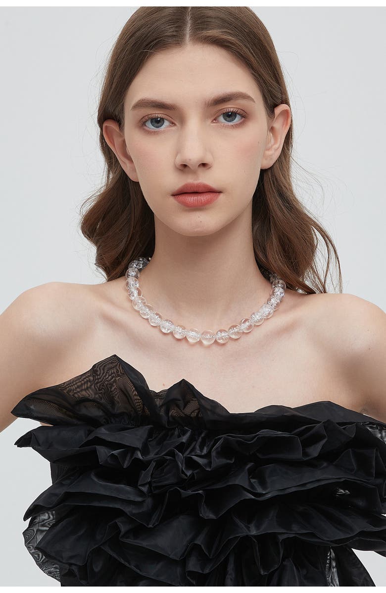 Classicharms Frostnova Azeztulite Clear Phantom Large Crystal Sphere Necklace-14mm, Alternate, color, Gold