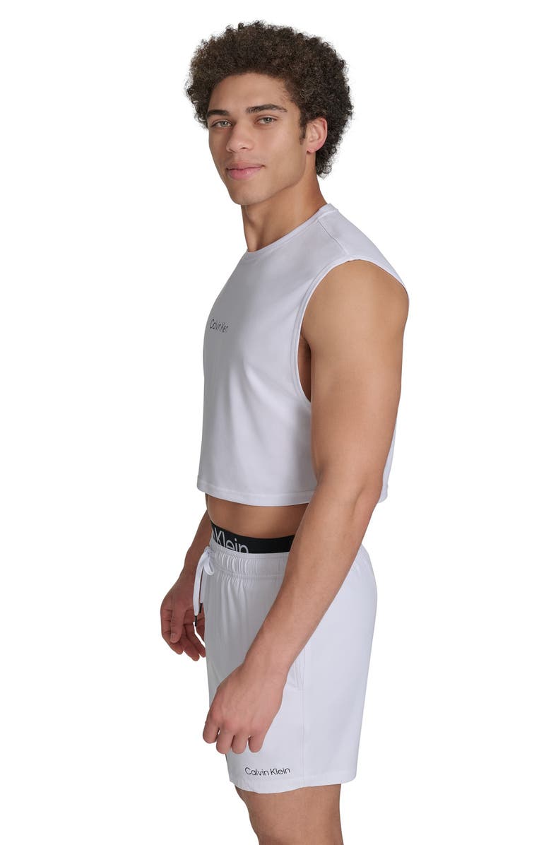 Calvin Klein Sleeveless Crop Rashguard, Alternate, color, White