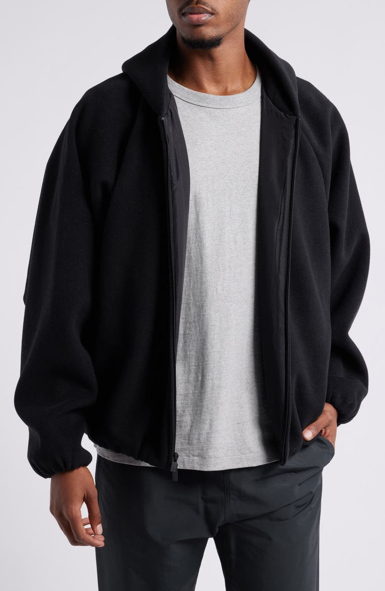 Fear of God Essentials Hooded Brushed Flecce Bomber Jacket, Main, color, 