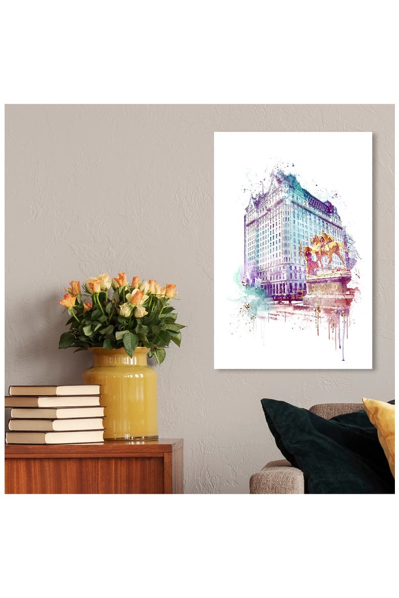 Plaza Night Canvas Wall Art, Alternate, color, WHITE