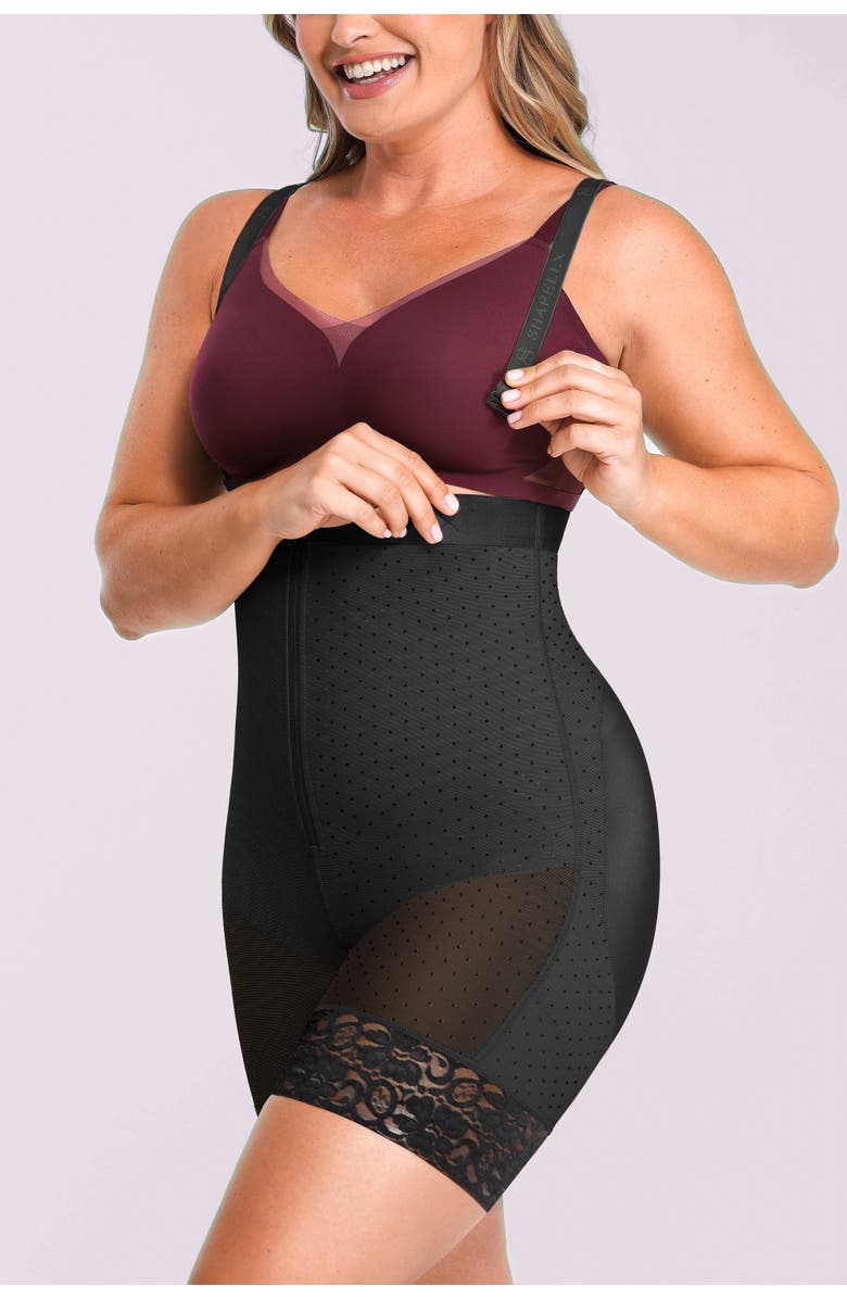 Shapellx AirSlim High Waist Butt-Lifting Polka Dot Shorts, Alternate, color, Classic Black