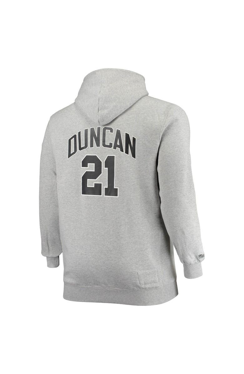 Mitchell & Ness Men's Mitchell & Ness Tim Duncan Heathered Gray San Antonio Spurs Big & Tall Name & Number Pullover Hoodie, Alternate, color, 