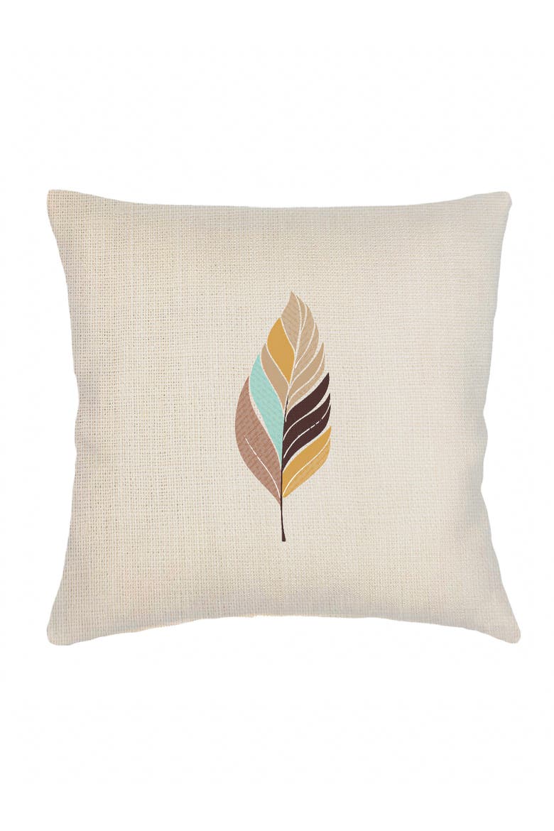 Feather Mirage Embroidered Linen Pillow with Down Insert, Main, color, Beige