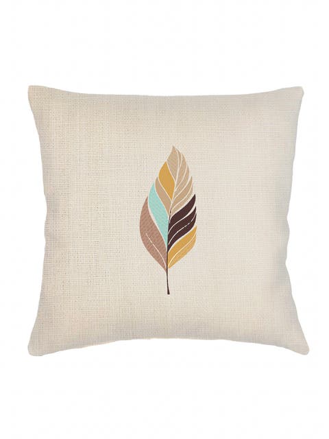 Feather Mirage Embroidered Linen Pillow with Down Insert