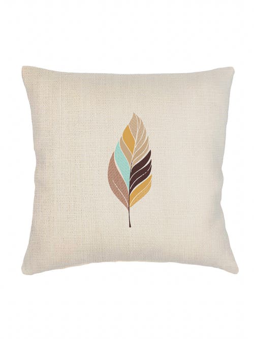 Anaya Feather Mirage Embroidered Linen Pillow With Down Alternative Insert In Beige
