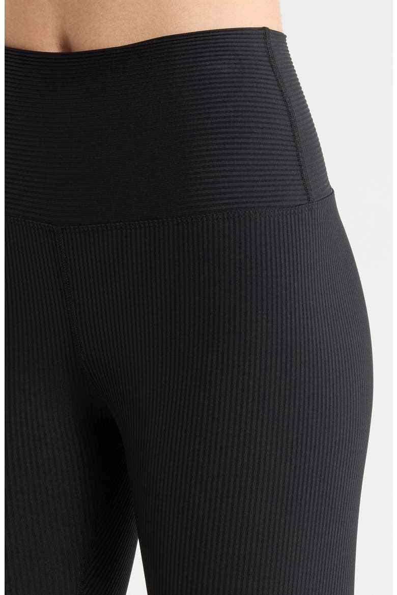 Ribbed High Waist Capri Leggings, Alternate, color, BLACK