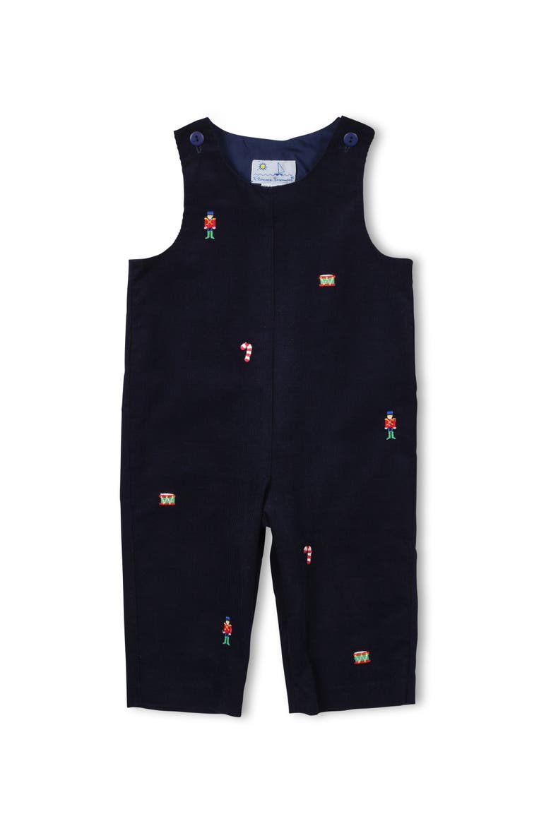 Corduroy Longall With Allover Embroidery, Main, color, Navy, Red, Green, White