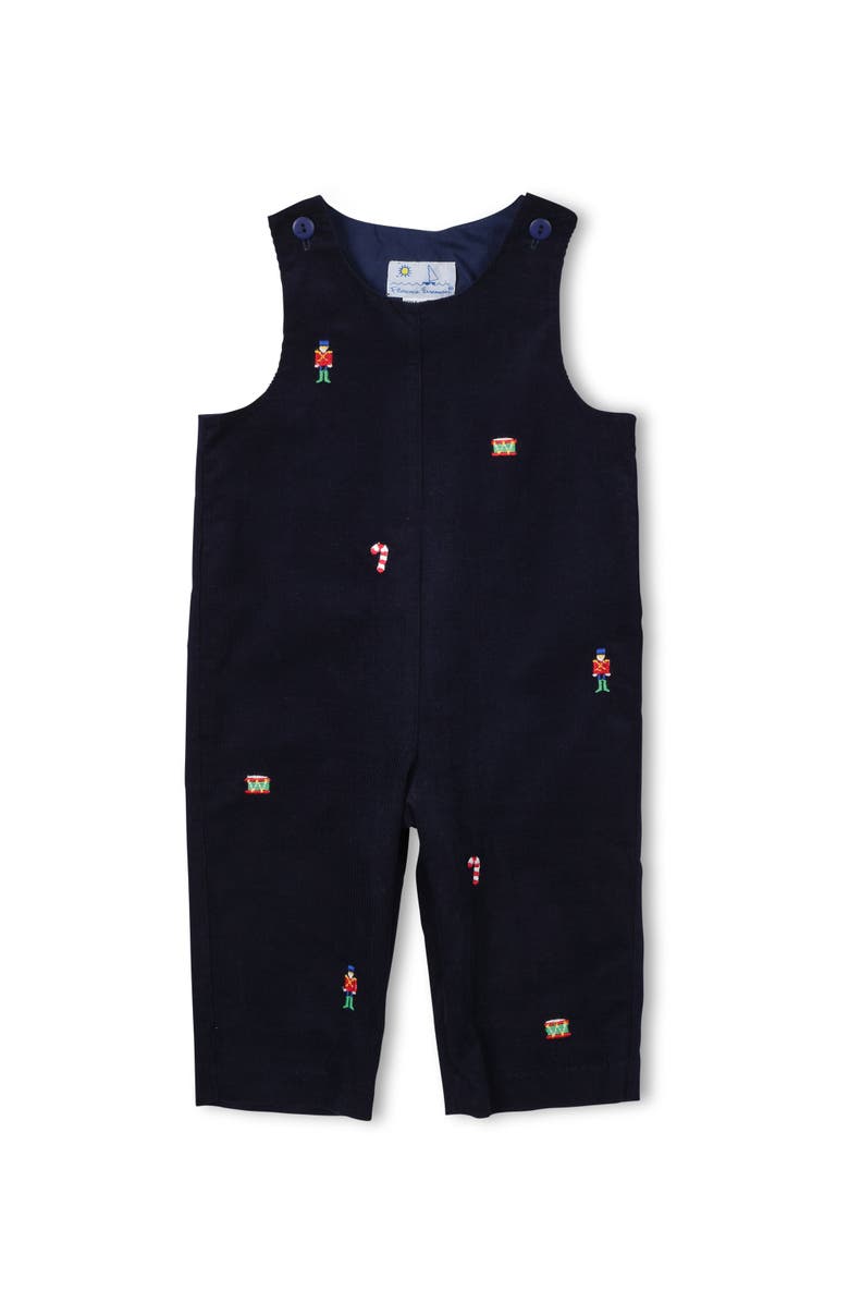 Florence Eiseman Corduroy Longall With Allover Embroidery, Main, color, Navy, Red, Green, White