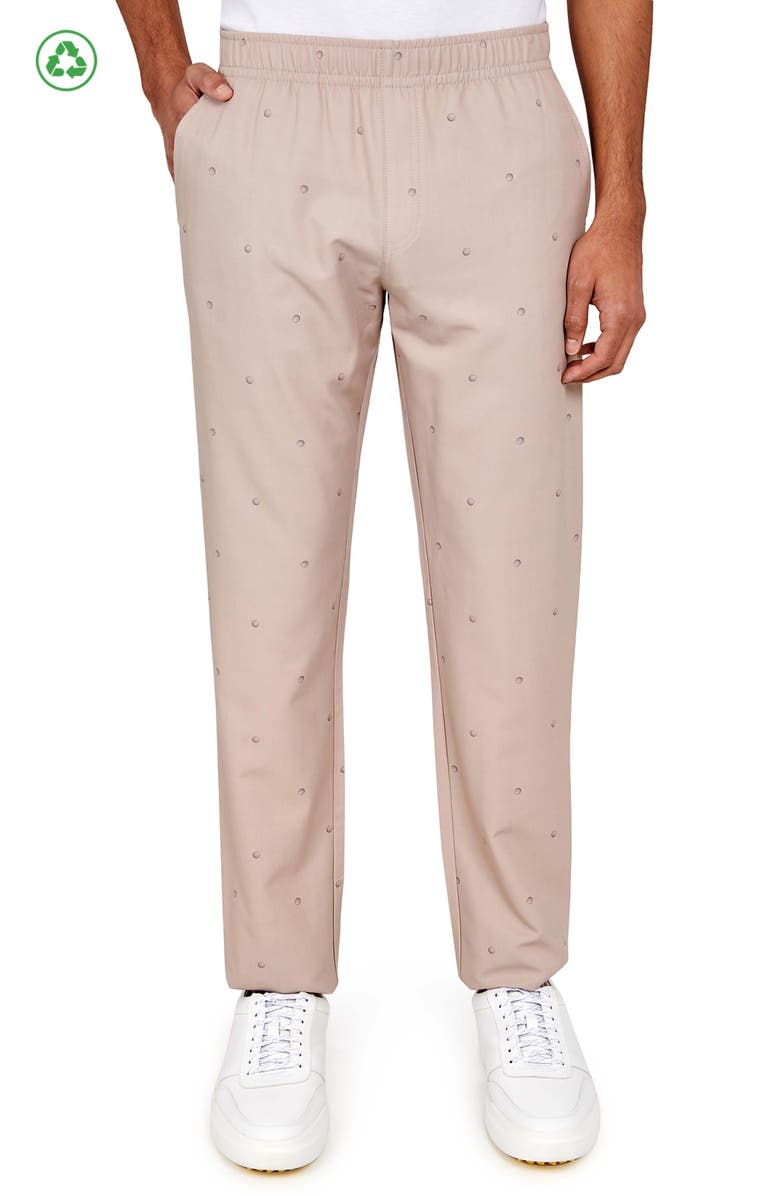 CON.STRUCT Regular Fit Golf Ball Print Drawstring Recycled Performance Golf Pants, Main, color, Khaki