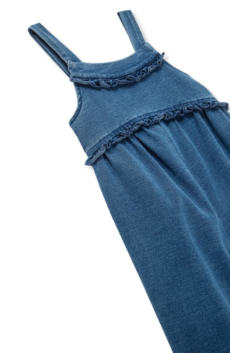 Habitual Kids Puff Sleeve T-Shirt & Ruffle Knit Overalls Set, Alternate, color, Indigo