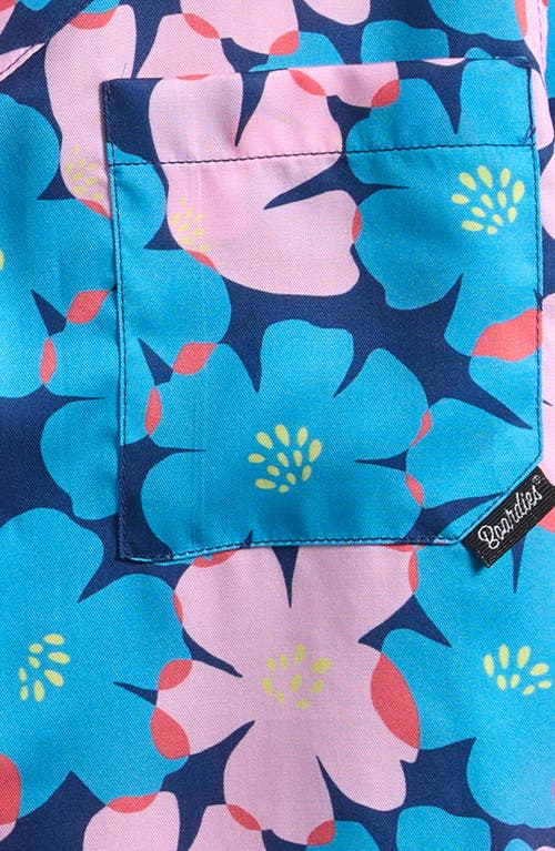 Boardies Kids' Sully Floral Short Sleeve Button-up Shirt In Blue Multi