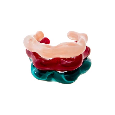 Color Pop Wave Resin Bangle Set