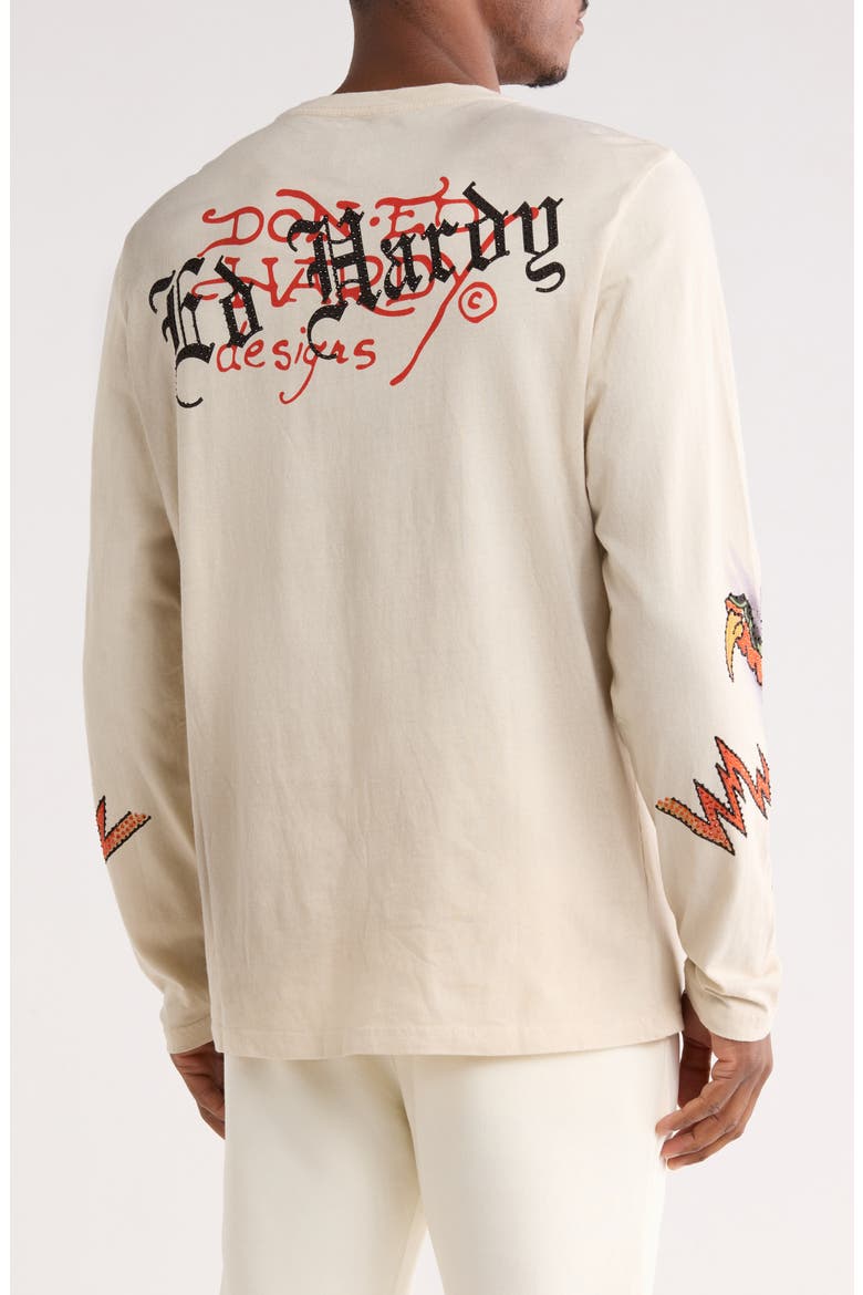 Rhinestone Dragon Long Sleeve Graphic T-Shirt, Alternate, color, IVORY