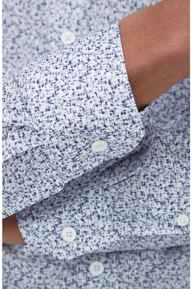 Axel Shaped Fit Abstract Print Stretch Button-Up Shirt, Alternate, color, LILAC