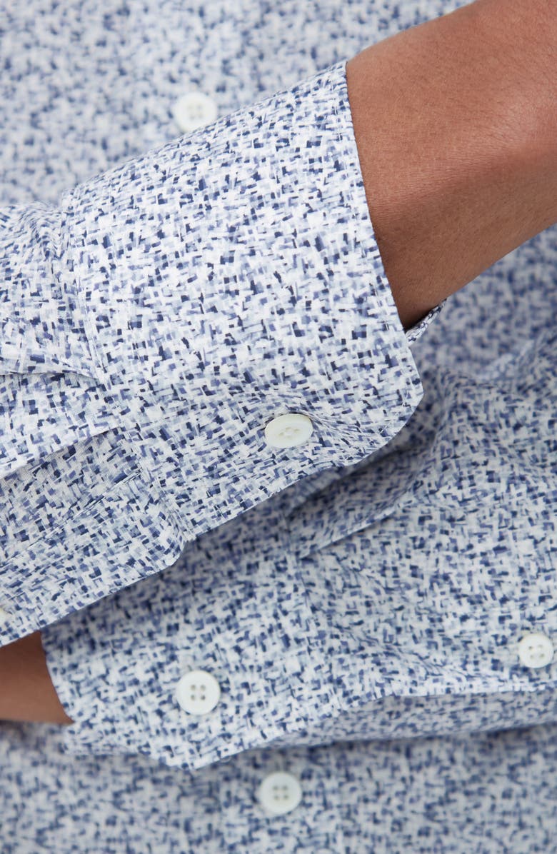 Bugatchi Axel Shaped Fit Abstract Print Stretch Button-Up Shirt, Alternate, color, Lilac