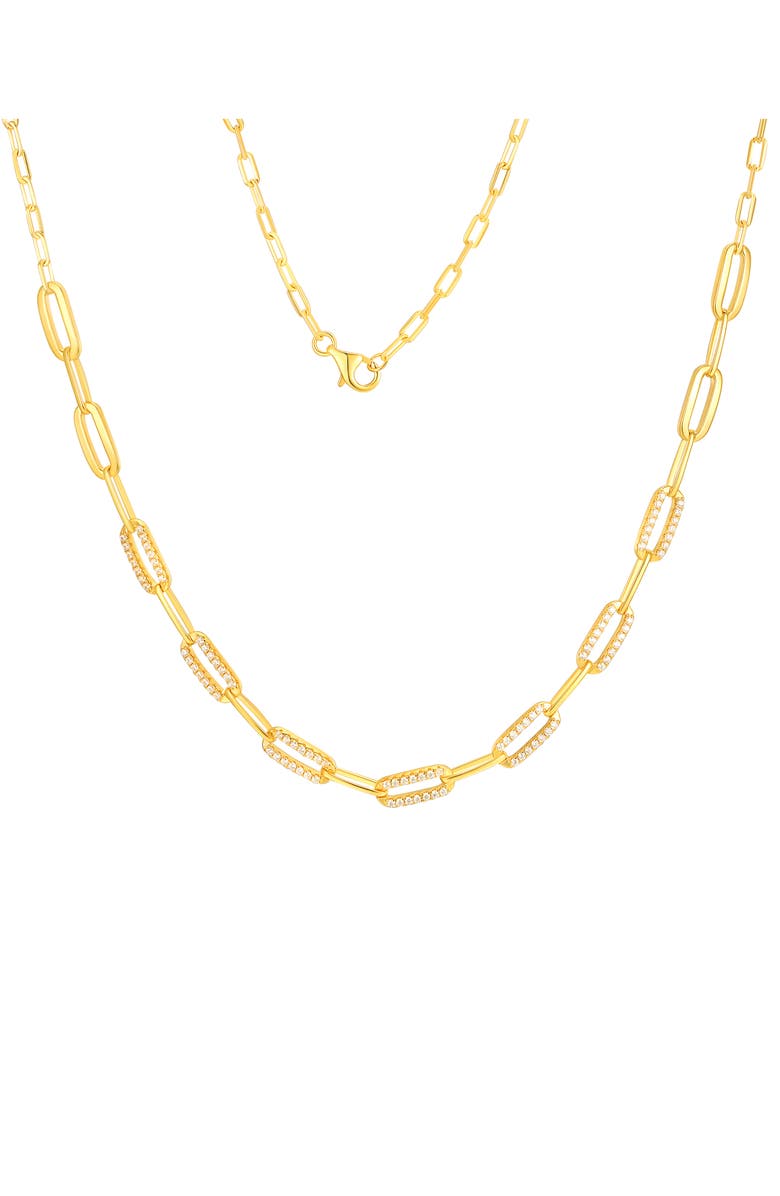 CANDELA JEWELRY Cubic Zirconia Paper Clip Chain Necklace, Main, color, 