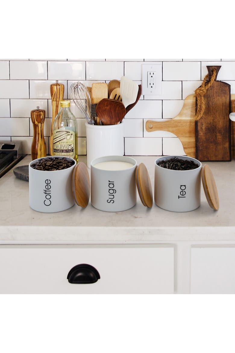 Kitchen Food Storage and Organization 4 Piece Canister Set, Alternate, color, White