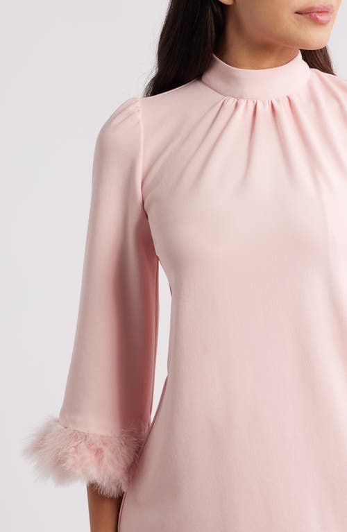Anne Klein Feather Trim Sheath Dress In Pink