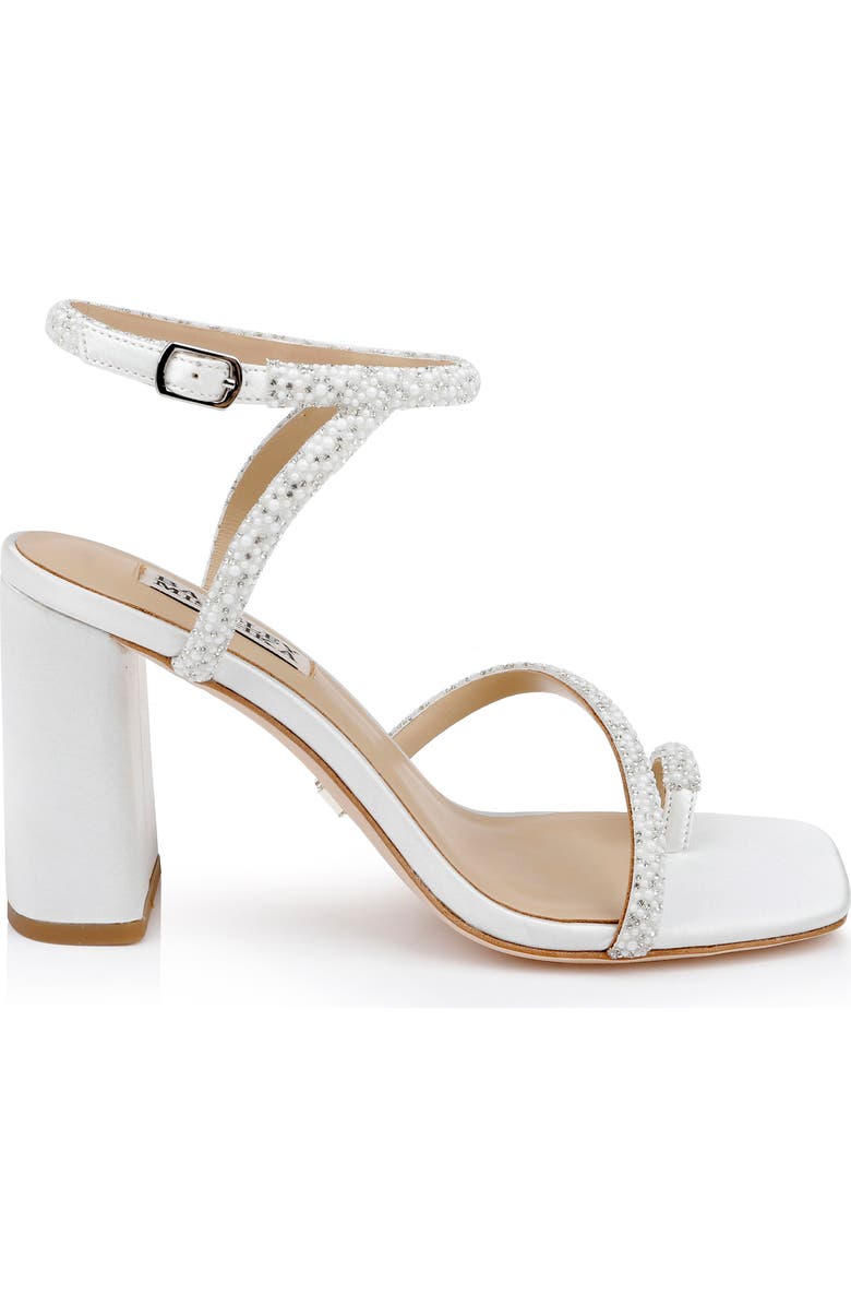 Badgley Mischka Collection Dalilah Ankle Strap Toe Loop Sandal, Alternate, color, White Satin