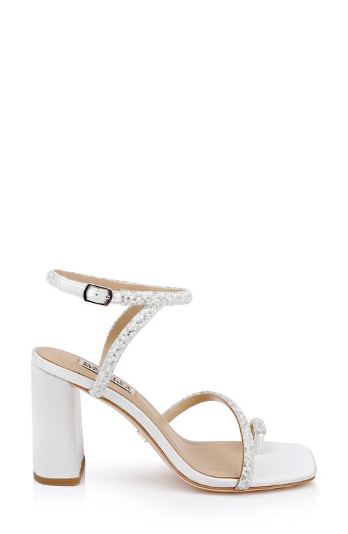 Badgley Mischka Collection Dalilah Ankle Strap Toe Loop Sandal In White Satin