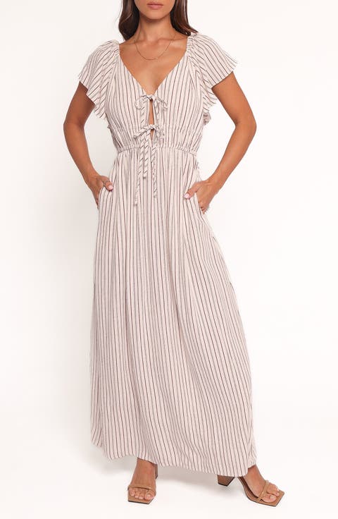 Martin Stripe Cap Sleeve Maxi Dress