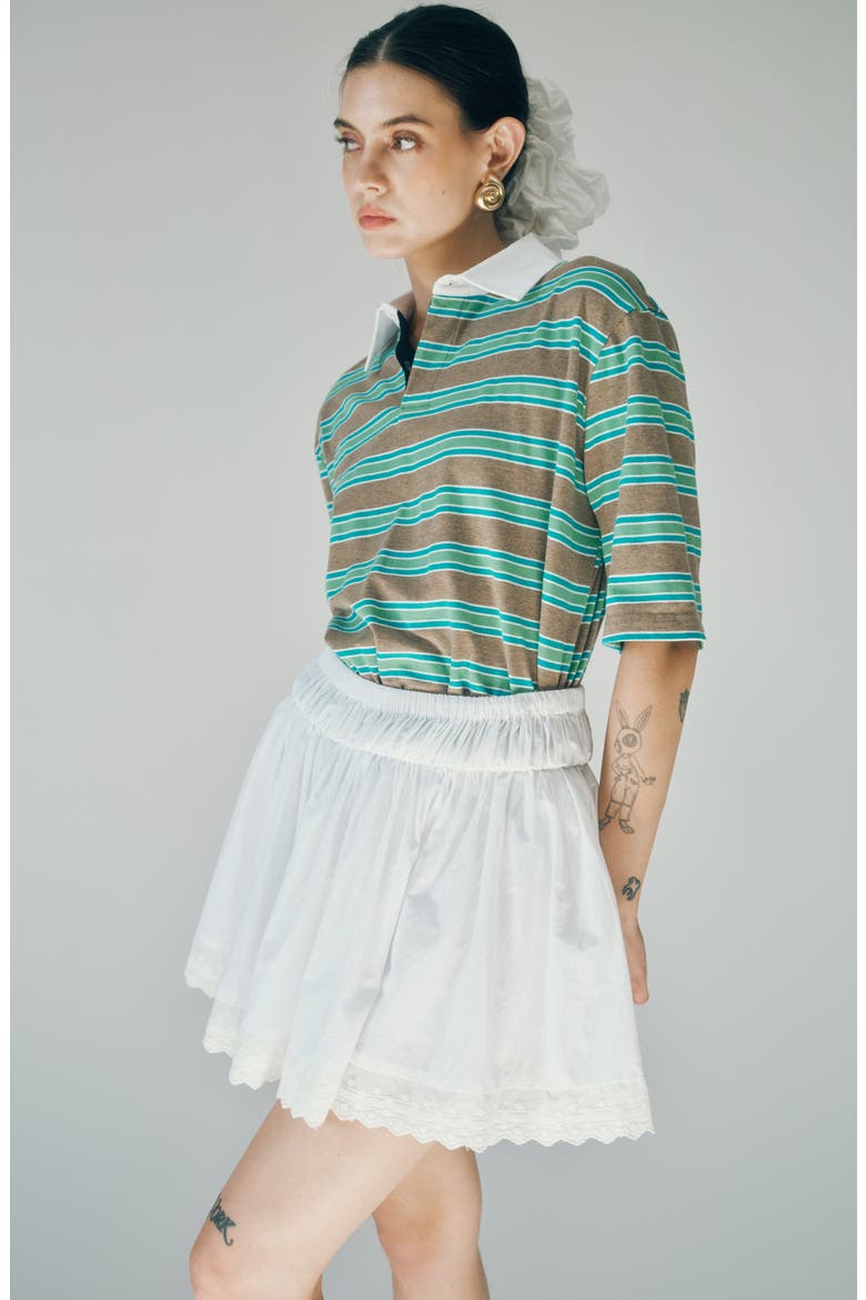 Frankie Stripe Stretch Cotton Polo, Alternate, color, AQUA CAMEL STRIPE