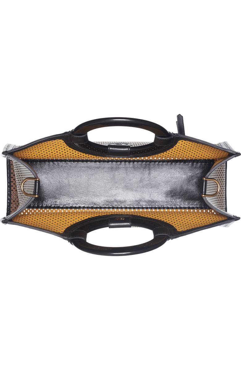 Fendi Medium Runaway Perforated Leather Shopper, Alternate, color,