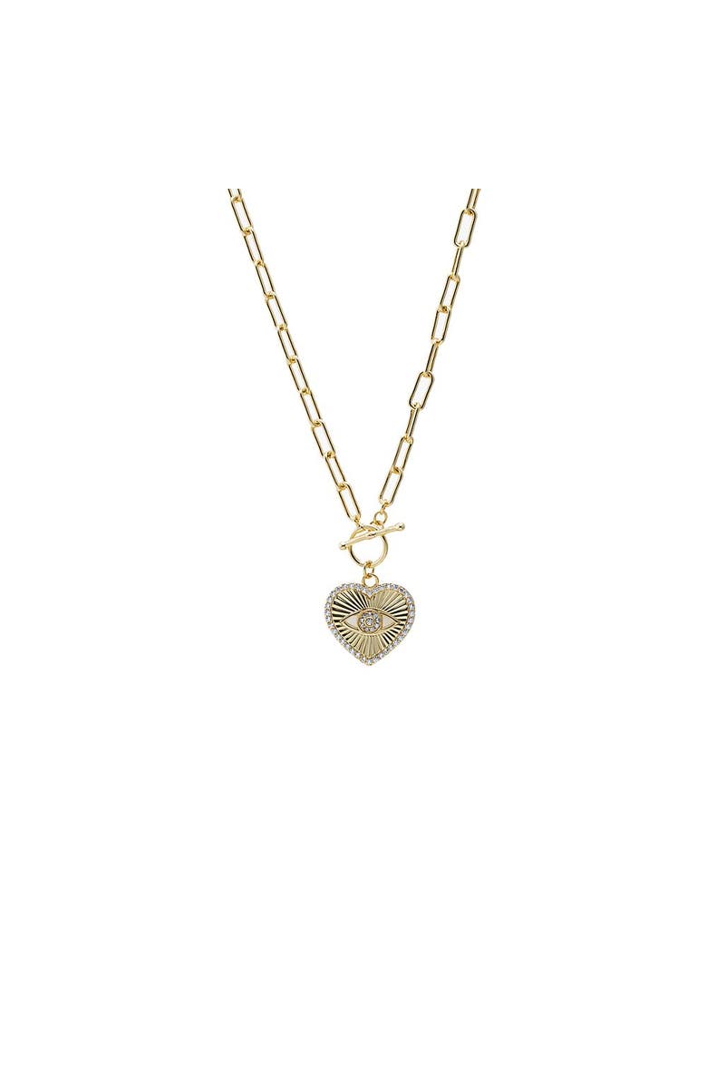 BY ADINA EDEN Heart Evil Eye Paperclip Toggle Necklace, Main, color, Gold