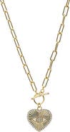 BY ADINA EDEN Heart Evil Eye Paperclip Toggle Necklace