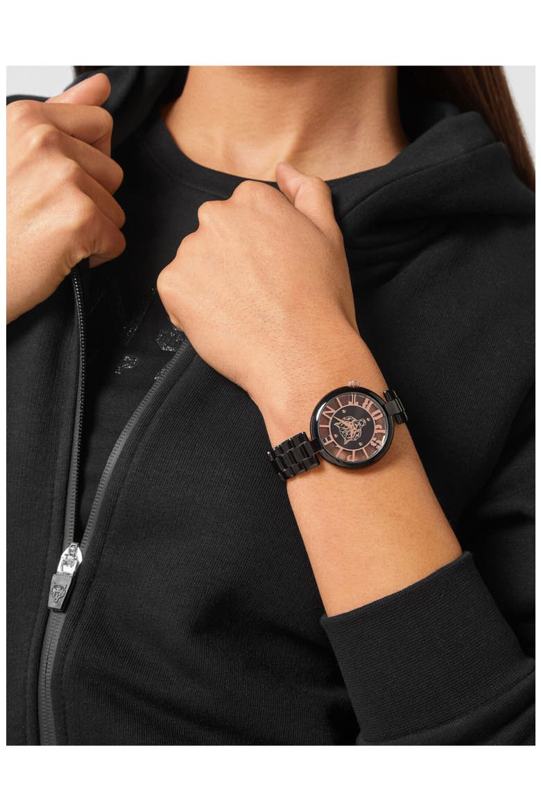Tiger Luxe Quartz Bracelet Watch, 36mm, Alternate, color, BLACK