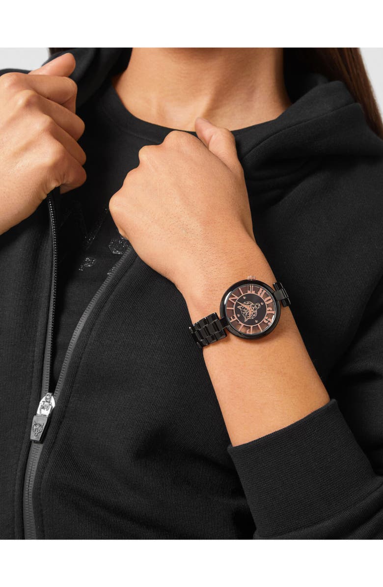 PLEIN SPORT Tiger Luxe Quartz Bracelet Watch, 36mm, Alternate, color, Black