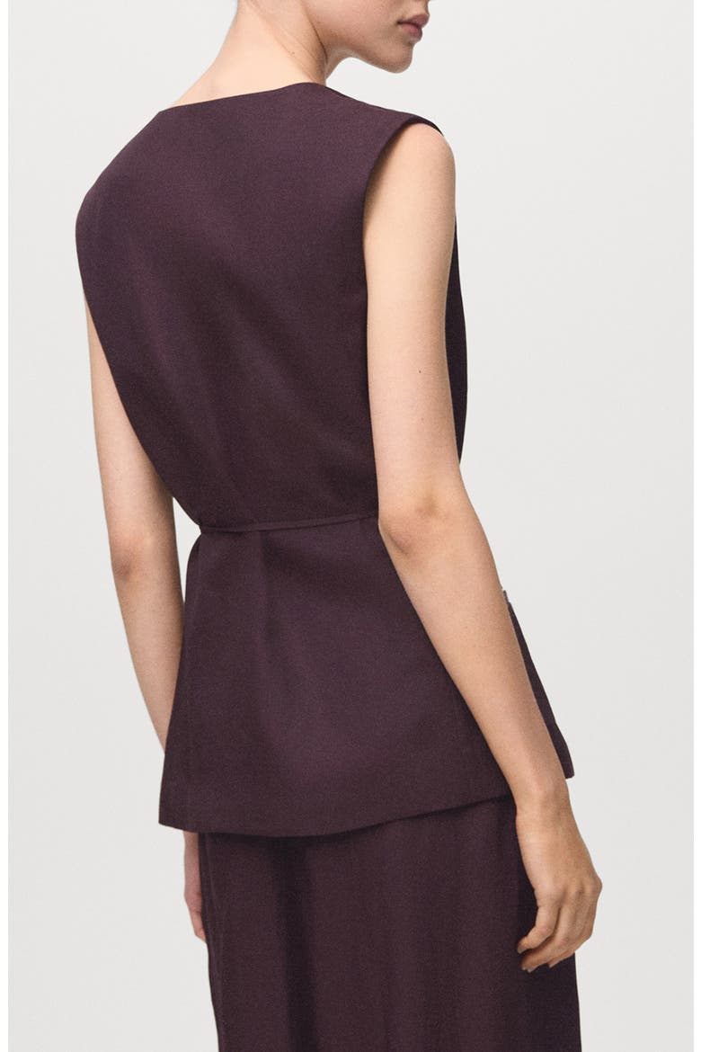 Tie Waist Vest, Alternate, color, BURGUNDY