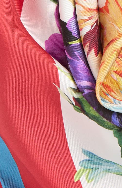 Dolce & Gabbana Dolce&gabbana Floral Print Silk Twill Square Scarf In Red