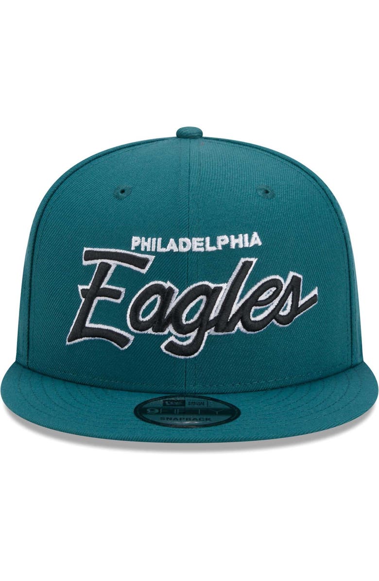New Era Men's New Era Midnight Green Philadelphia Eagles Main Script 9FIFTY Snapback Hat, Alternate, color, Green