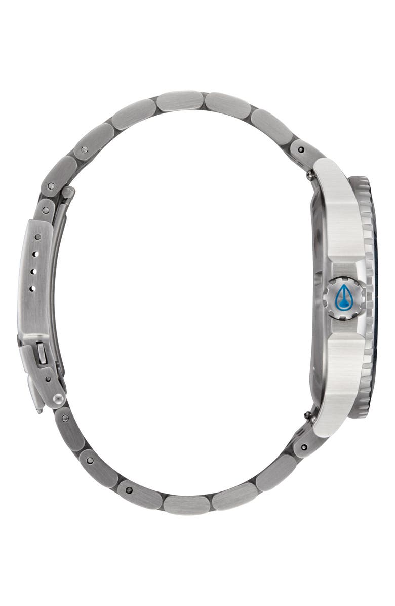 Nixon The Stinger Solar Dive Bracelet Watch, 44mm, Alternate, color, Silver / Byron Blue / Green
