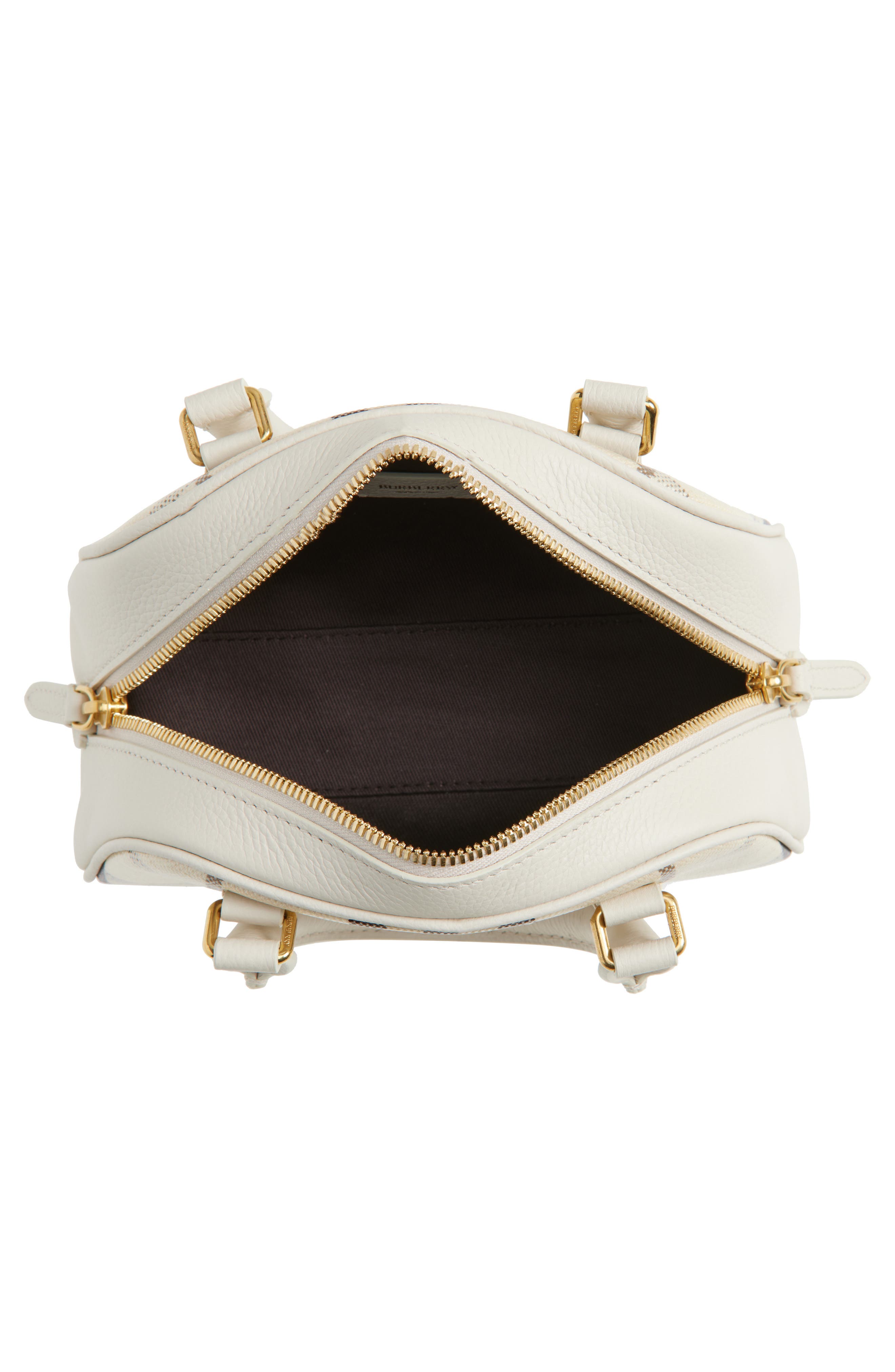 Burberry Highlands Check Coated Canvas Bowling Bag, Alternate, color, Light Beige