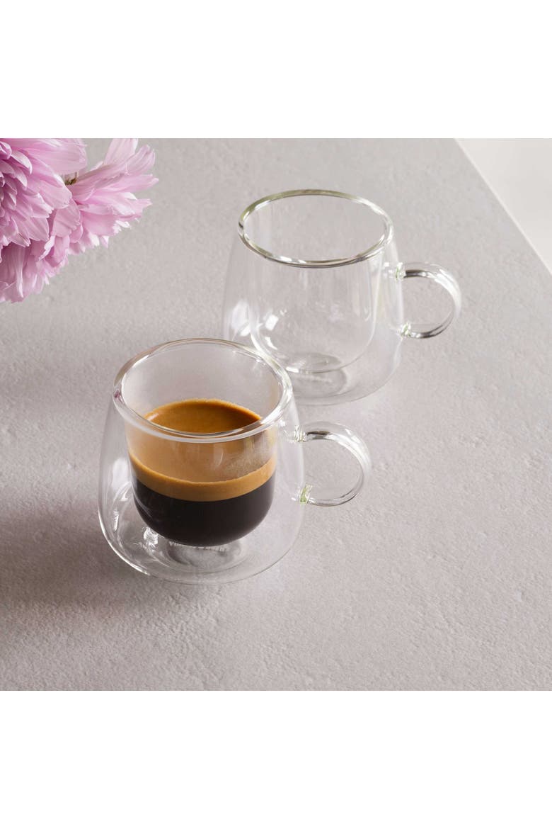 Artesano Hot & Cold Beverage Espresso Glass with Handle Pair, Alternate, color, no color