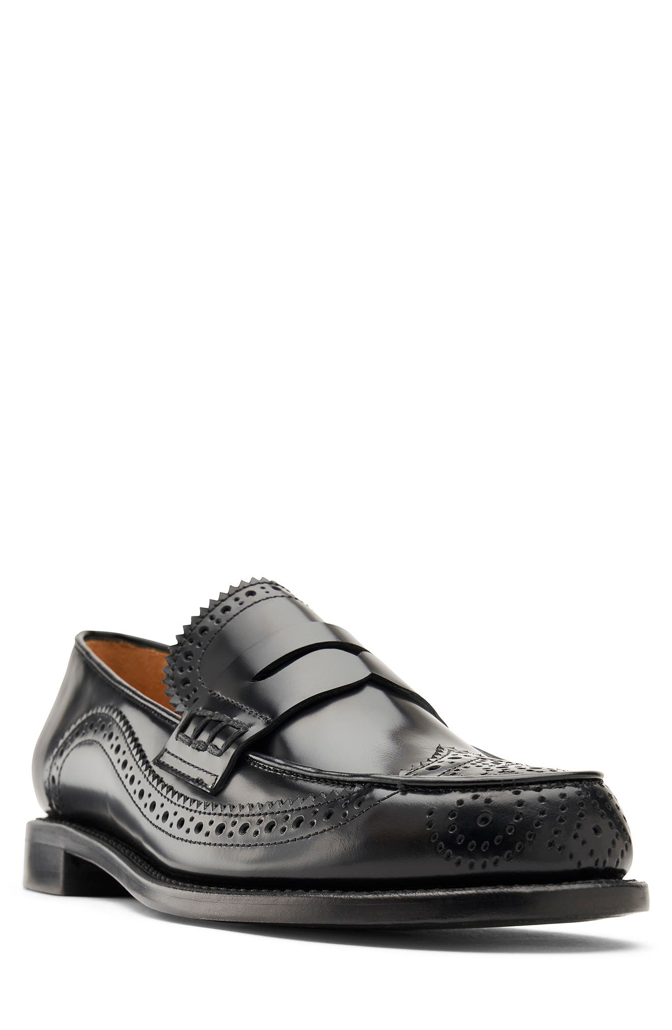 Wingtip Penny Loafer, Main, color, BLACK