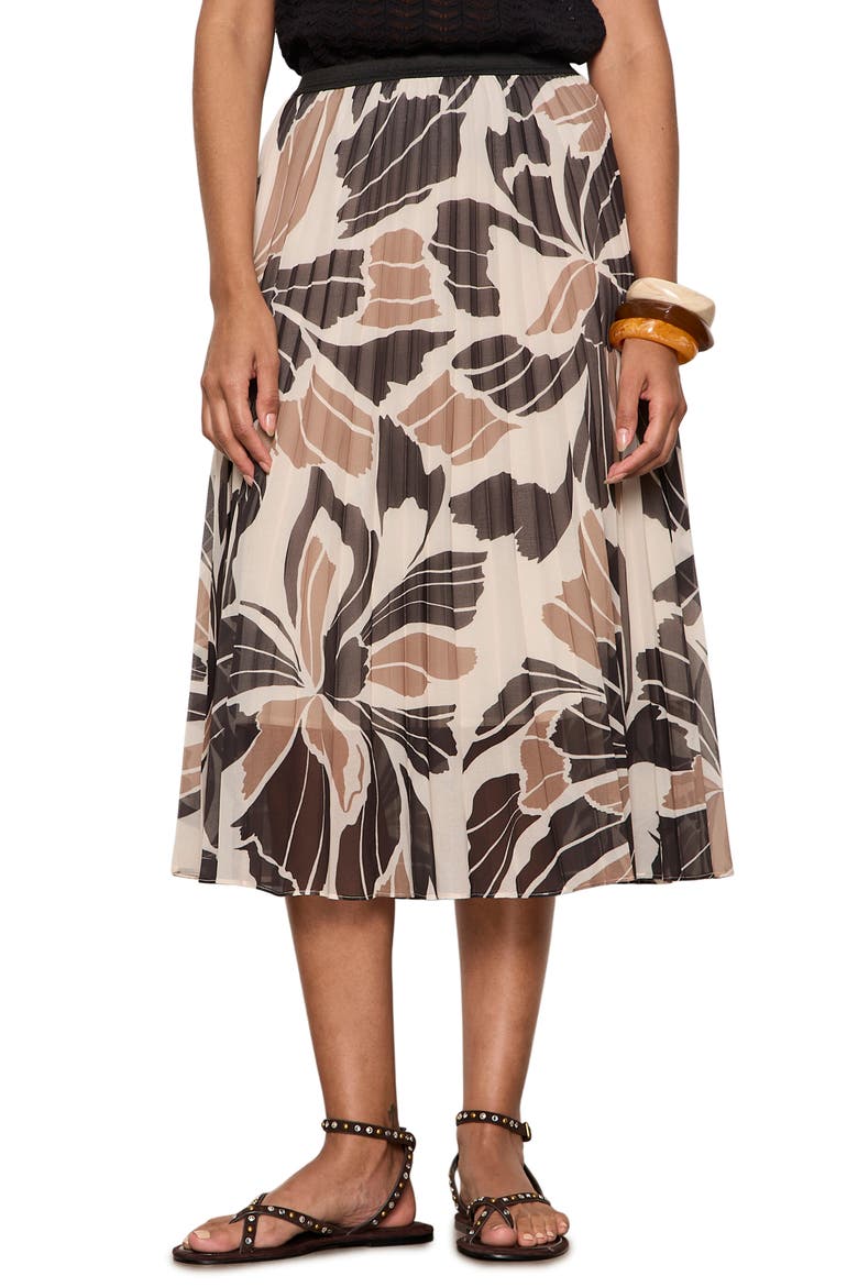 Nostalgia Pleated Midi Skirt, Main, color, LOTUS BLACK