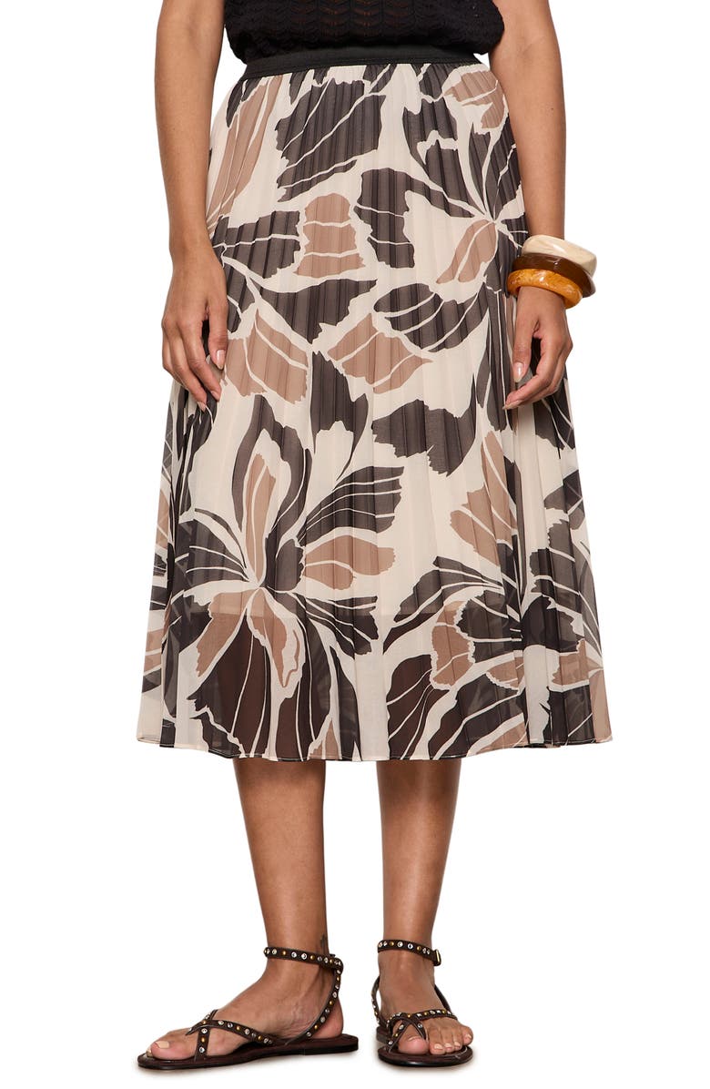 Sanctuary Nostalgia Pleated Midi Skirt, Main, color, Lotus Black